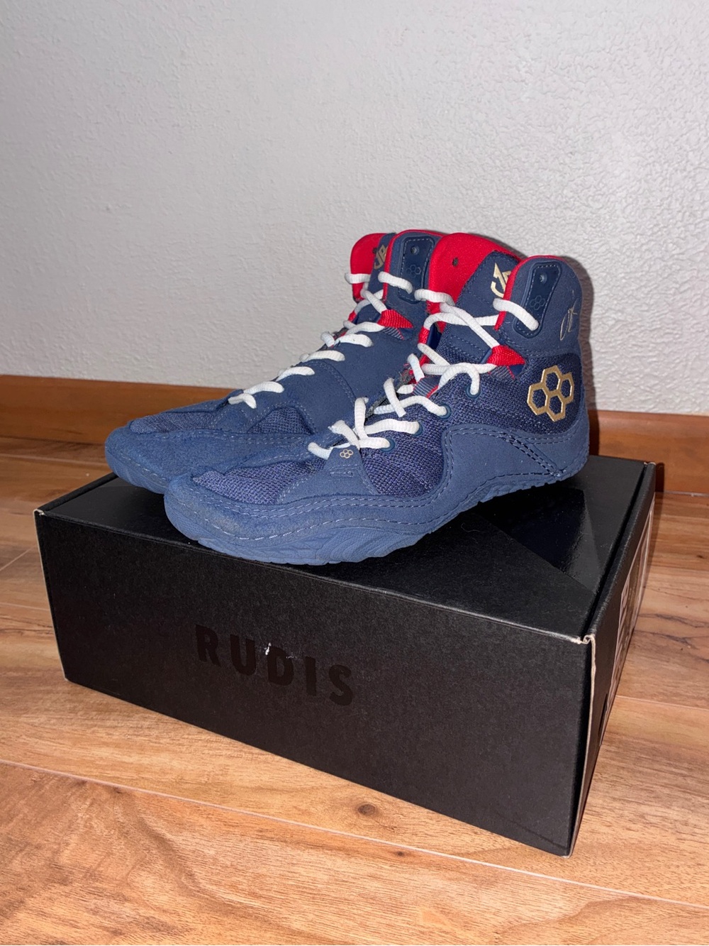 Rudis Jordan Burroughs JB1 Unisex Wrestling Shoe, navy - size men 5.5/ women 7